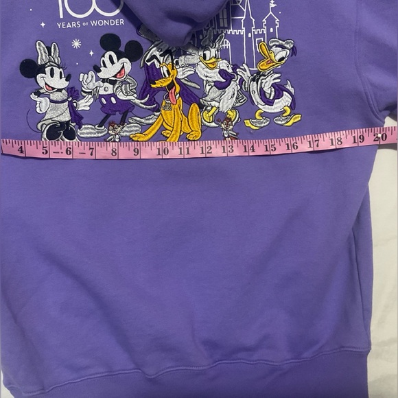 Disney 100 Years of Wonder Sweatshirt Hoodie Size SMALL Purple Embroidered - Picture 6 of 11